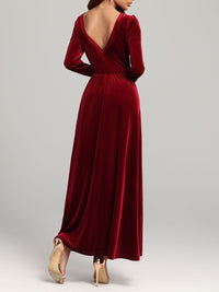 Velvet Square Neck Long Sleeve Dress Trandify Deal