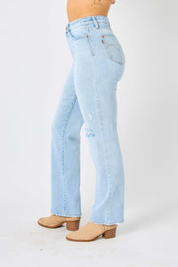 Judy Blue Full Size High Waist Distressed Straight Jeans Trandify deal
