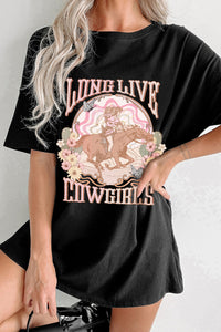 Graphic Round Neck Half Sleeve Oversize T-Shirt Trendsi