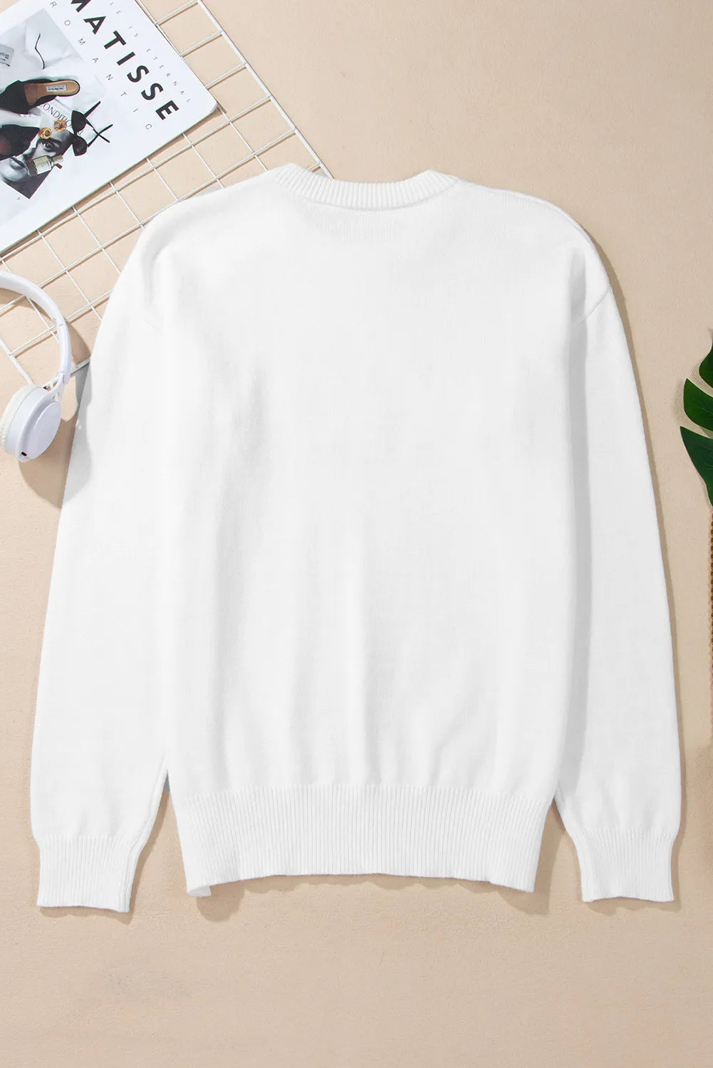 THANKFUL Round Neck Long Sleeve Knit Top Trandify Deal