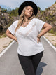 Plus Size Lace Detail V-Neck Short Sleeve Blouse Trandify deal