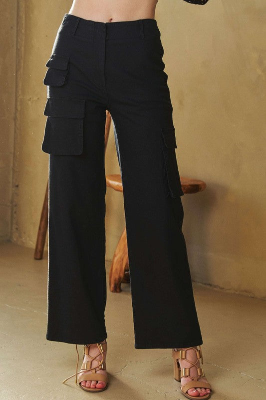 Davi & Dani Flap Pocket Mid Rise Cargo Pants Trandify Deal