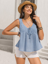 Textured Tied V-Neck Tank Trandify Deal