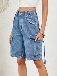 High Waist Denim Shorts with Pockets Trandify deal