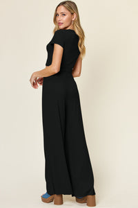Double Take Full Size Round Neck Top and Pants Set Trandify deal