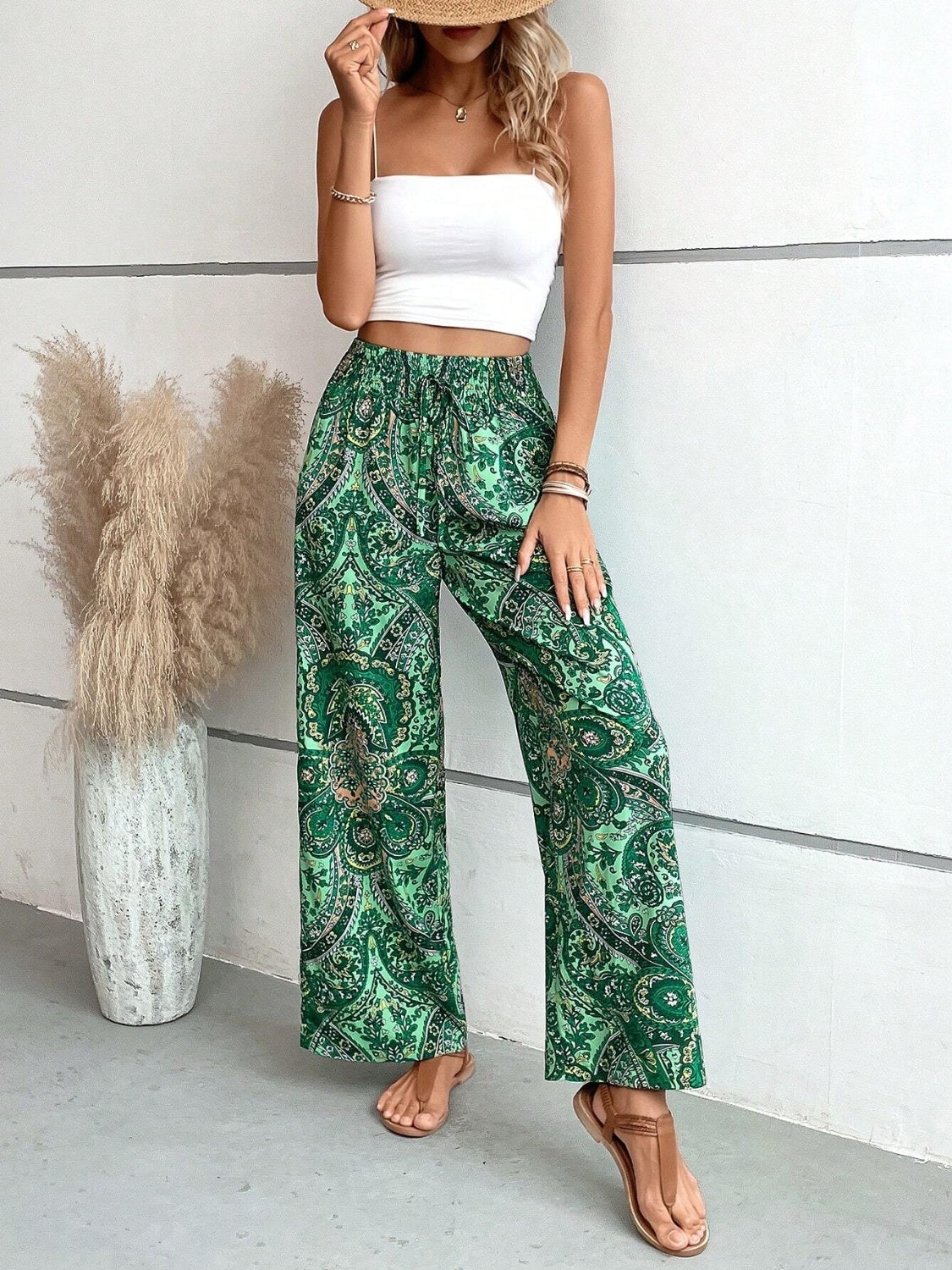 Printed Wide Leg Pants Trandify deal