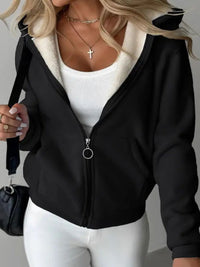 Full Size Zip Up Long Sleeve Hooded Outerwear Trandify Deal