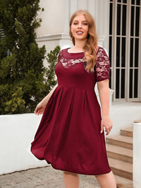 Plus Size Ruched Round Neck Short Sleeve Dress Trandify deal