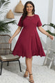 Plus Size Round Neck Openwork Dress Trandify deal
