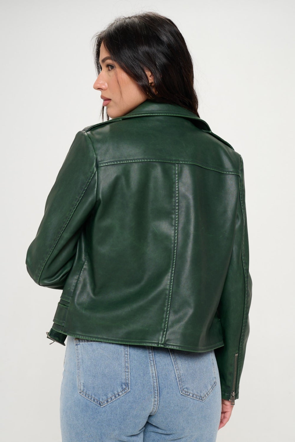 Coalition LA Zip Up Biker Jacket with Belt Trandify Deal