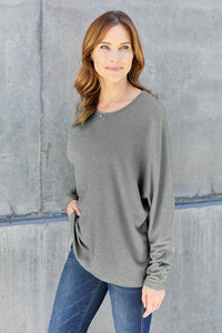 Double Take Full Size Round Neck Long Sleeve T-Shirt Trandify Deal