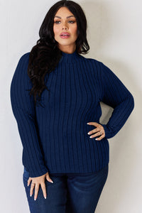 Basic Bae Full Size Ribbed Mock Neck Long Sleeve T-Shirt Trandify Deal