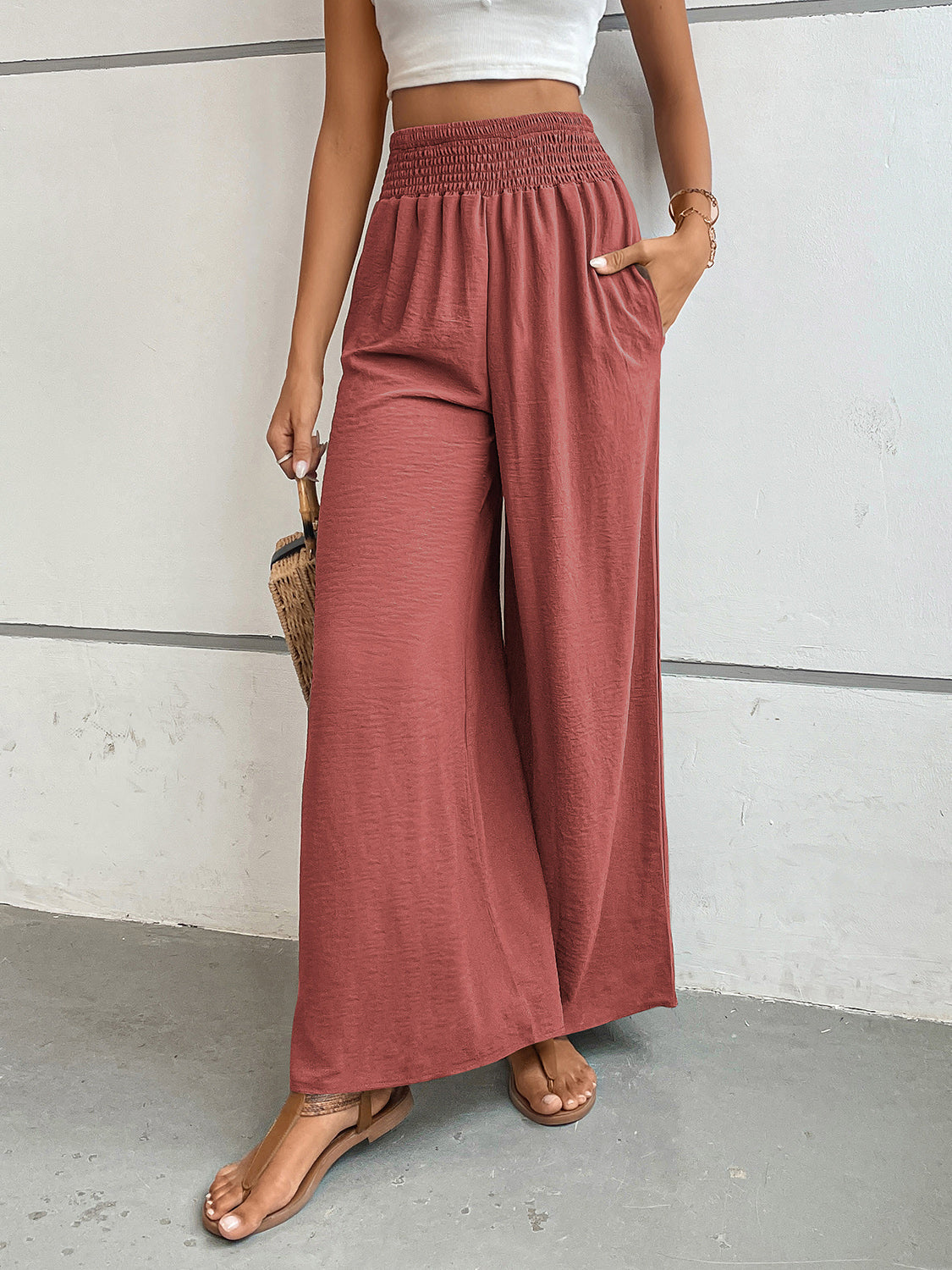 Perfee Wide Leg Pants with Pockets Trandify Deal