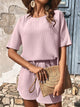 Waffle-Knit Half Sleeve Top and Shorts Set Trandify deal
