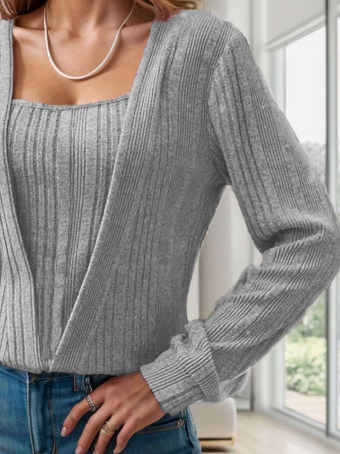 Square Neck Long Sleeve T-Shirt Trandify Deal