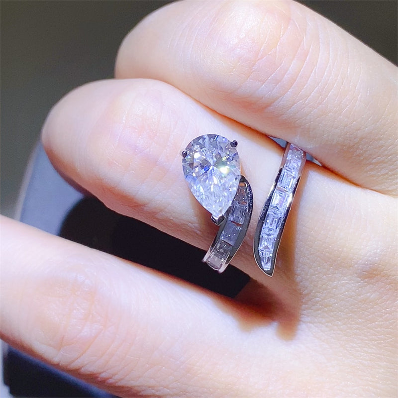 3 Carat Moissanite Zircon 925 Sterling Silver Bypass Ring Trandify Deal