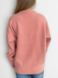Round Neck Dropped Shoulder Long Sleeve Sweater Trandify Deal