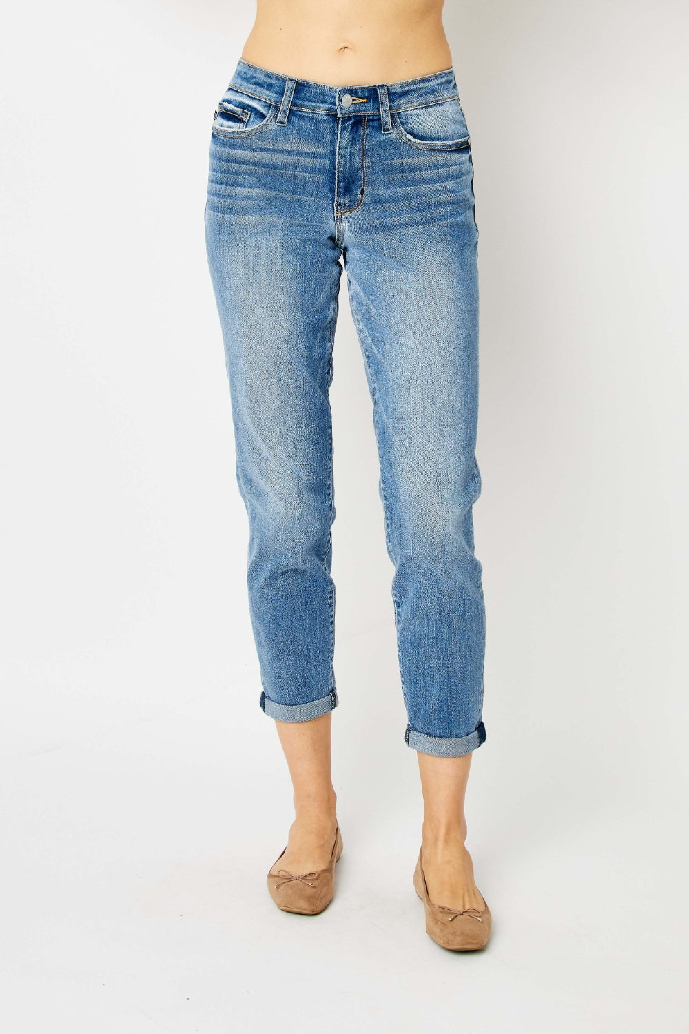 Judy Blue Full Size Cuffed Hem Slim Jeans Trandify deal