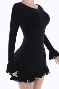 Trendy Contrast Trim Long Sleeve Mini Dress for Women – Fashionable Party & Casual Outfit – TrandifyDeal USA
