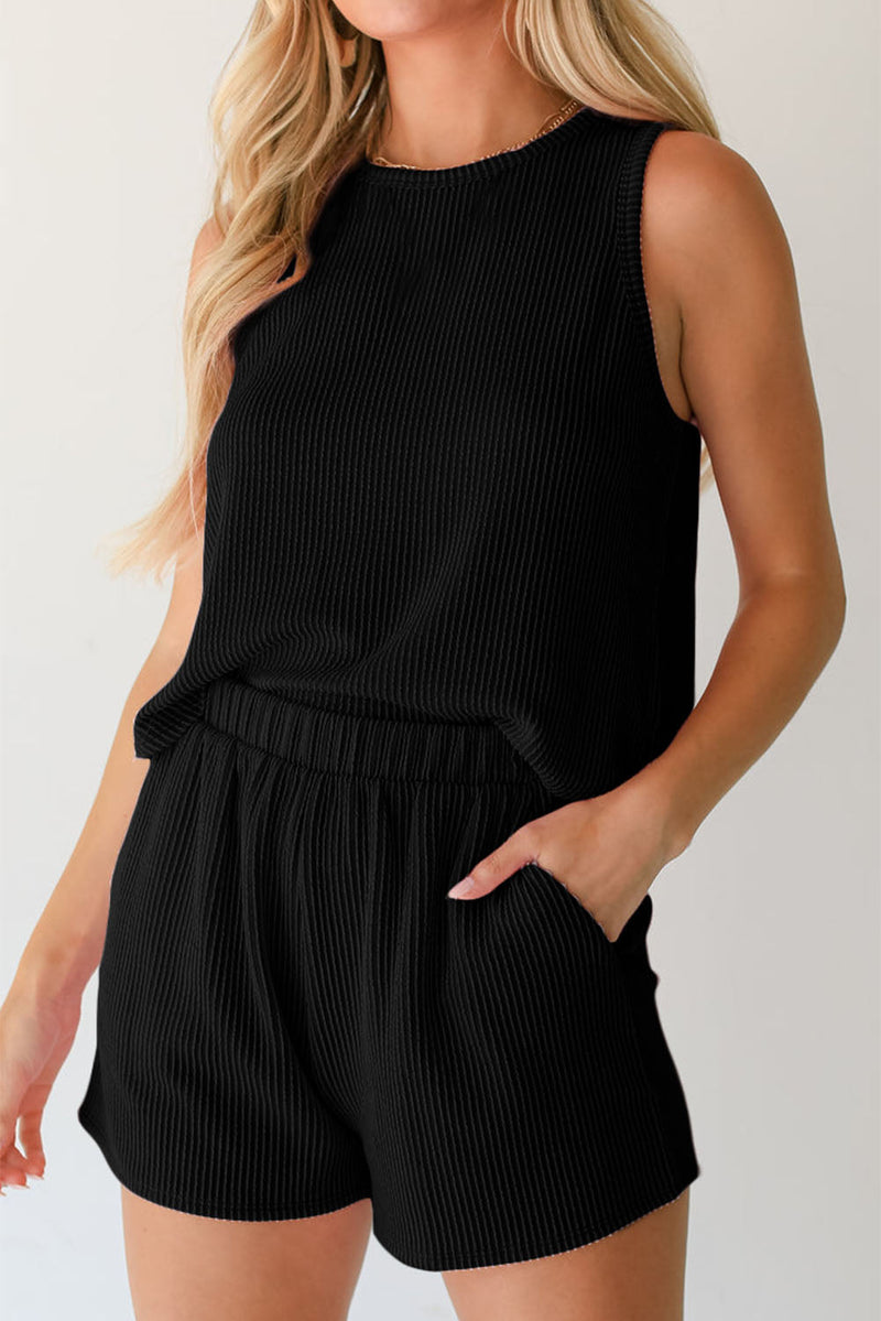 Round Neck Sleeveless Top and Shorts Set Trandify deal