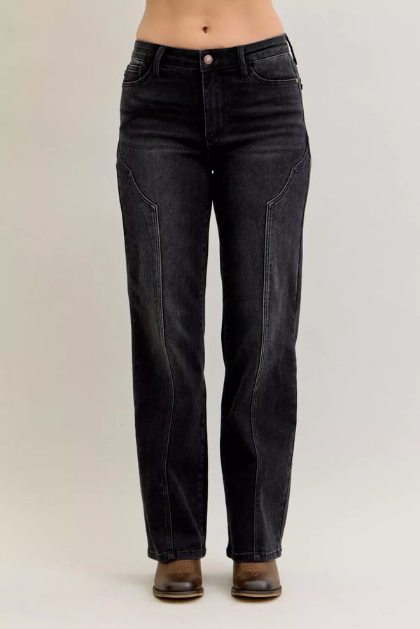 Judy Blue Straight Leg Jeans | Mid Rise Western Seam