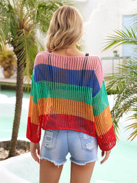 Color Block Openwork Boat Neck Cover Up Trandify deal