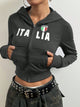 Letter Graphic Zip Up Long Sleeve Hoodie Trandify deal