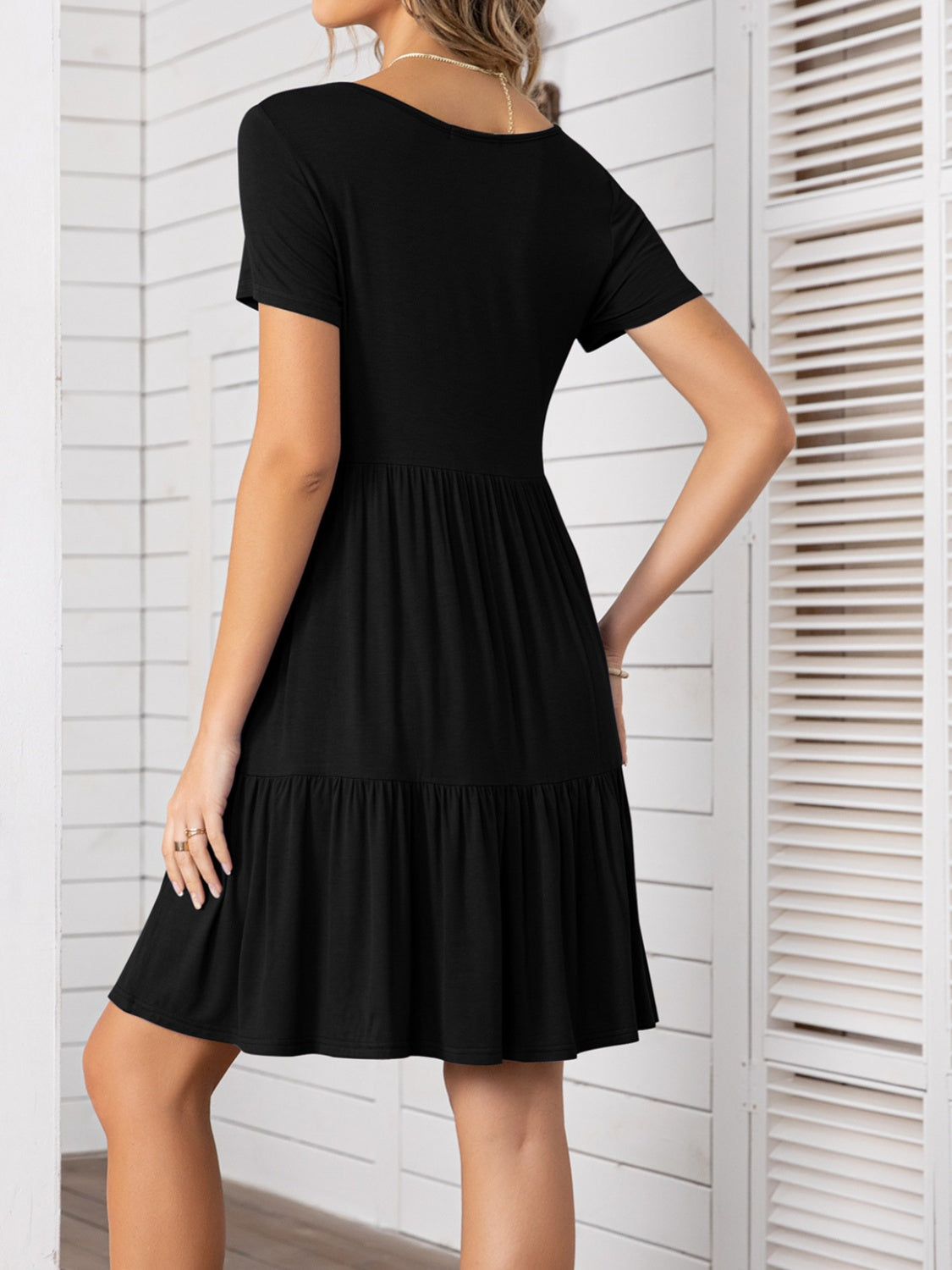 Round Neck Short Sleeve Mini Tee Dress Trandify deal