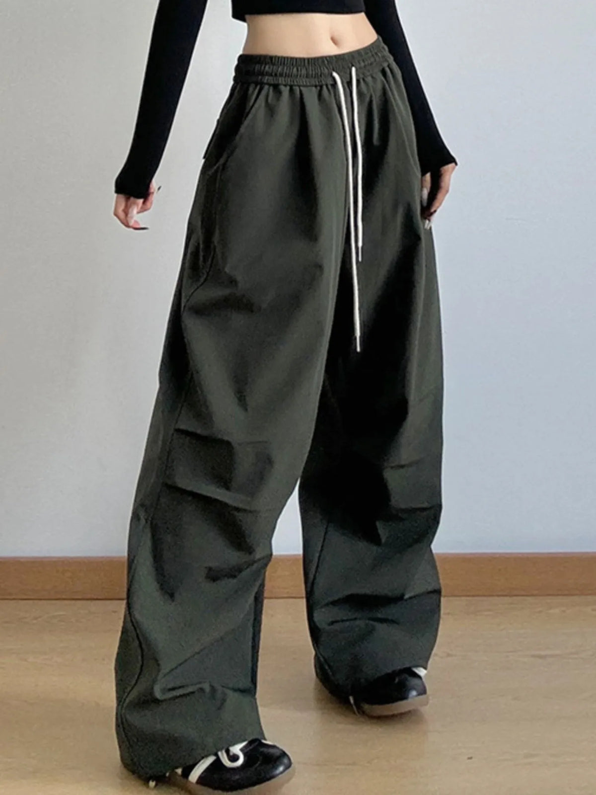 Women’s oversized wide leg drawstring pants in pink – boho chic high-waisted lounge pants