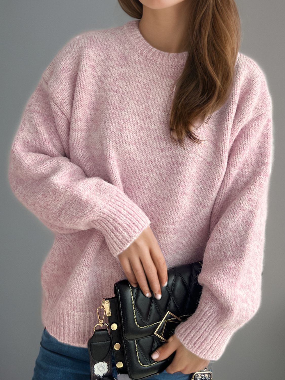 Round Neck Long Sleeve Sweater Trandify Deal