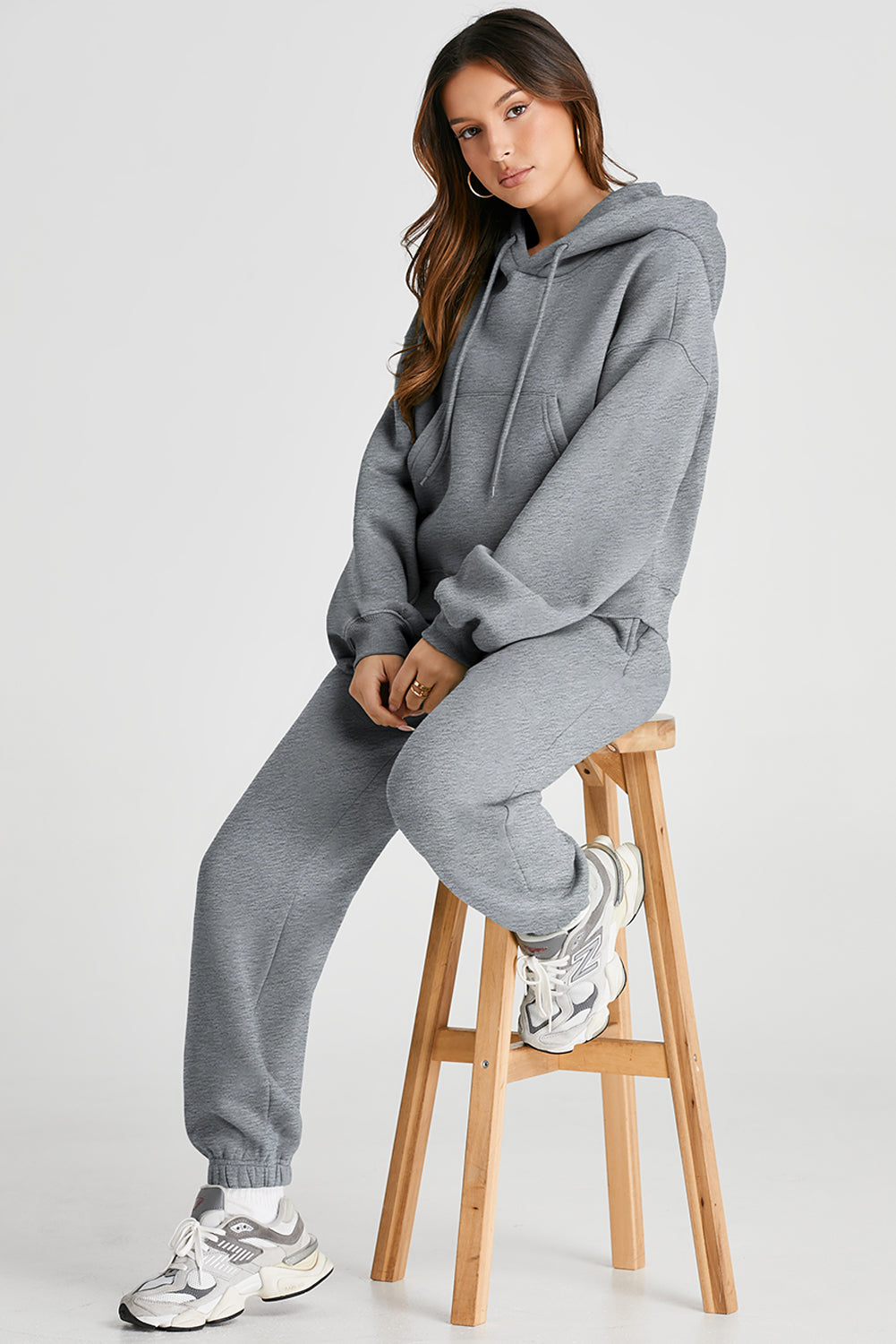 Dropped Shoulder Hooded Top and Pants Active Set Trandify Deal