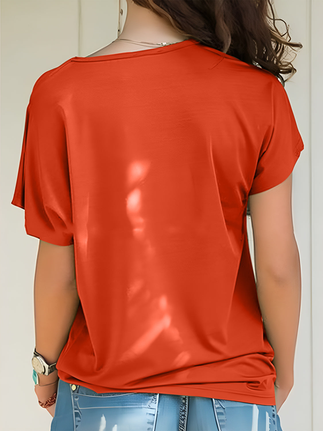 Asymmetrical Neck Short Sleeve T-Shirt Trandify Deal