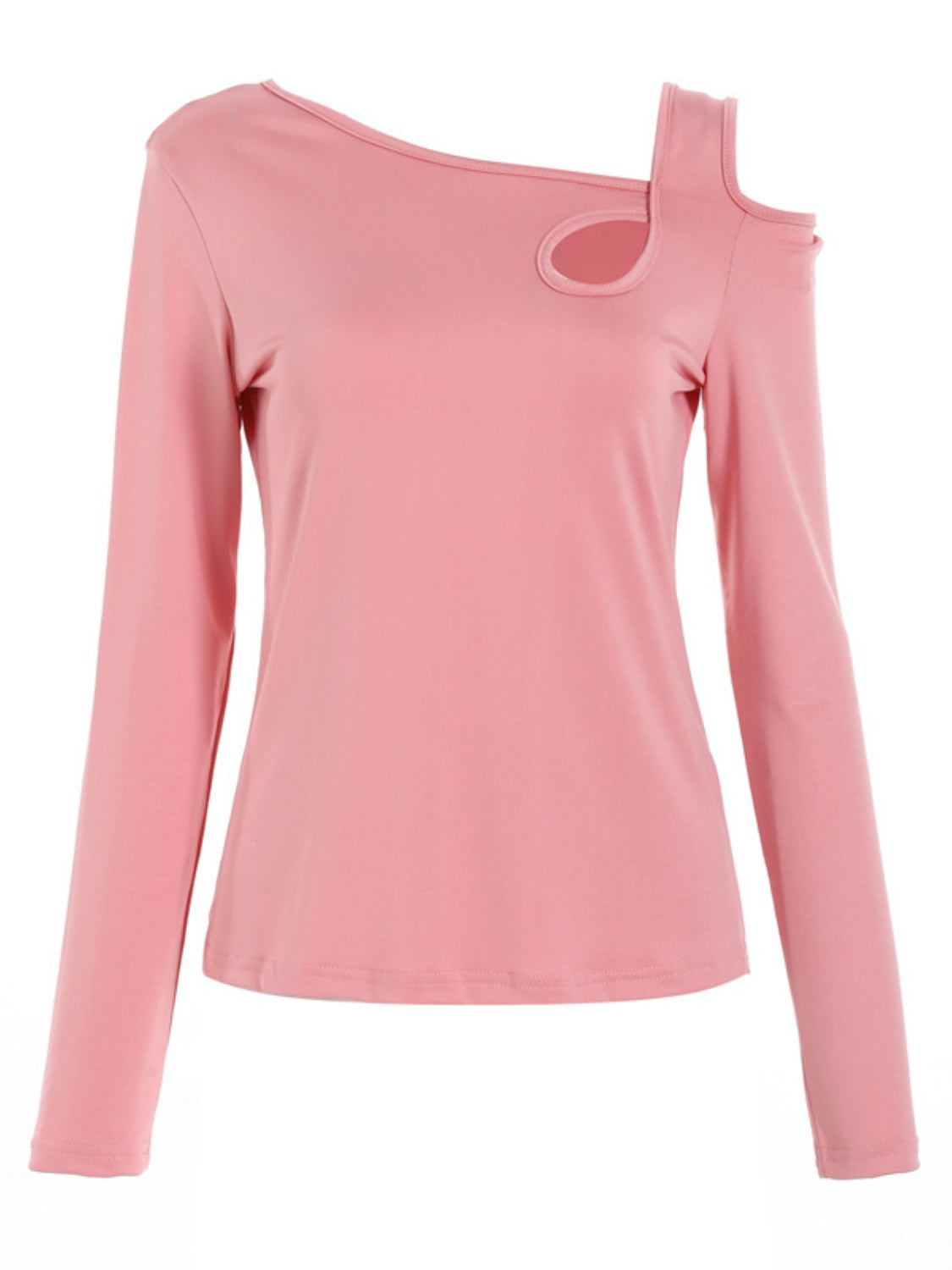 Cutout Asymmetrical Neck Long Sleeve T-Shirt Trandify Deal