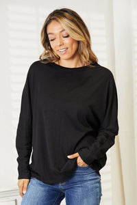 Double Take Seam Detail Round Neck Long Sleeve Top Trandify Deal