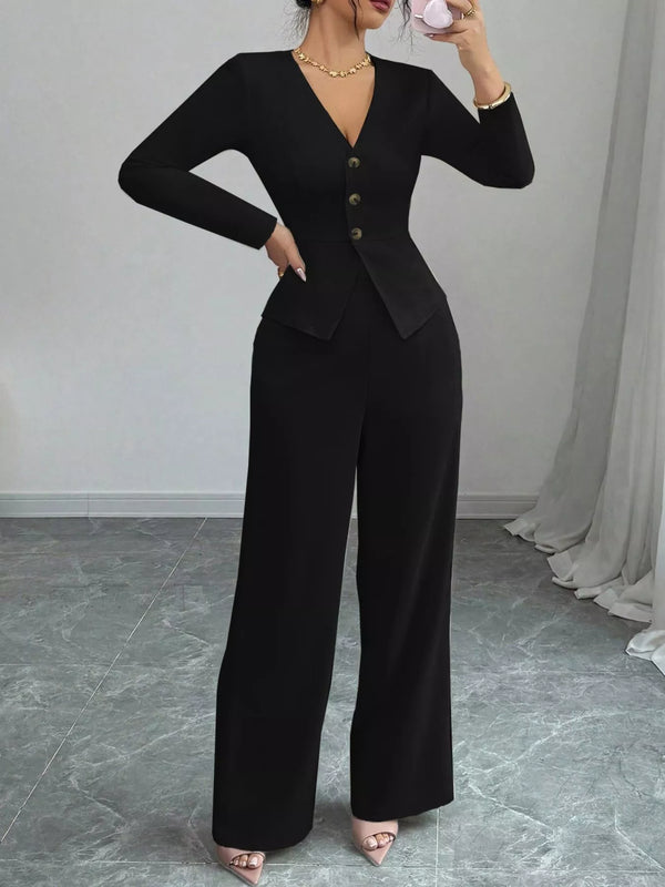 Women's Coordinated Set - Button Up Top & Pants Outfit