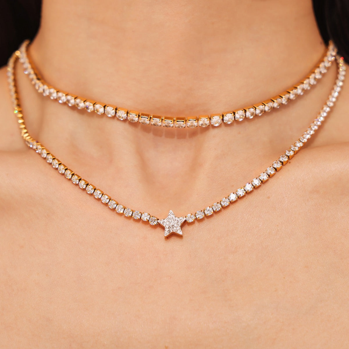 Titanium Steel Zircon Star Necklace Trandify Deal