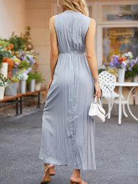 Ruched Notched Sleeveless Midi Dress Trandify deal