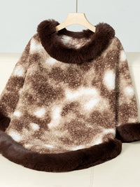 Furry Contrast Three-Quarter Poncho Trandify Deal