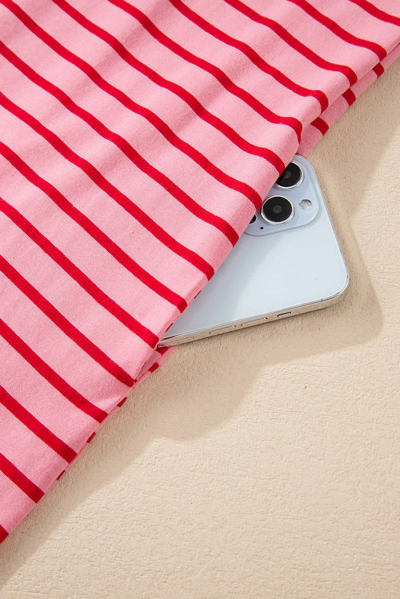 Pocketed Striped Half Sleeve Tee Dress Trandify Deal