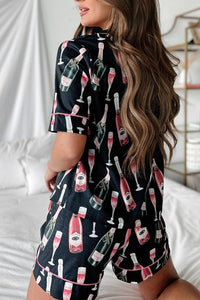 Champagne Print Short Sleeve Top and Shorts Set Trandify Deal