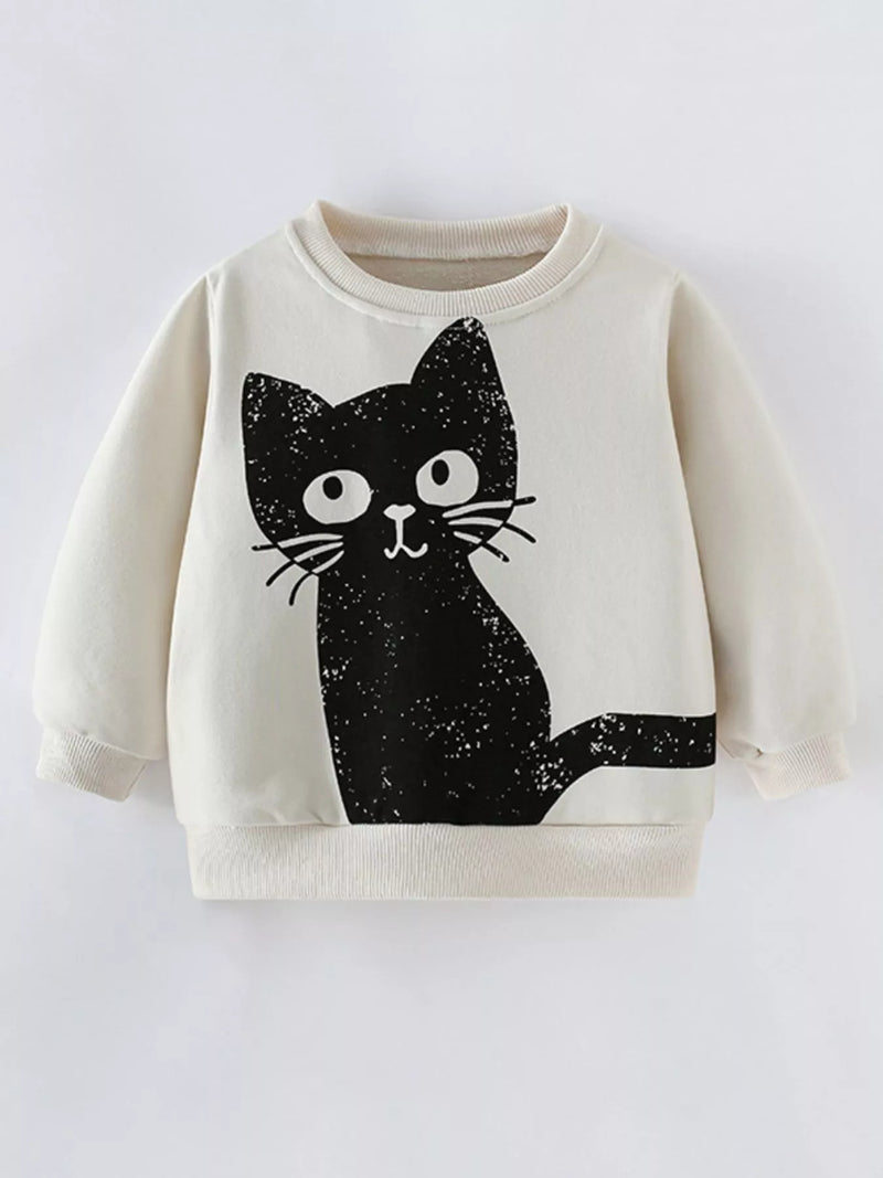 Kids Cat Sweatshirt - Cute Crewneck Pullover