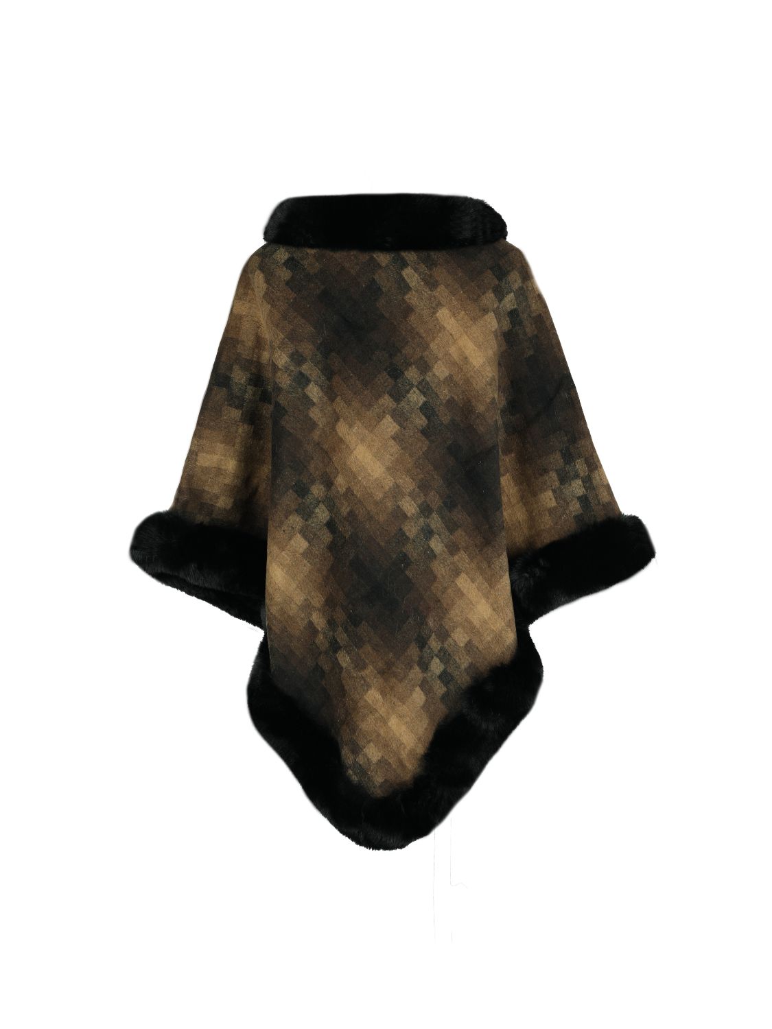 Faux Fur Trim Poncho Trandify Deal