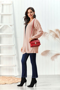 Cable-Knit Open Front Long Sleeve Cardigan Trandify Deal