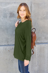 Basic Bae Full Size Round Neck Dropped Shoulder T-Shirt Trandify Deal