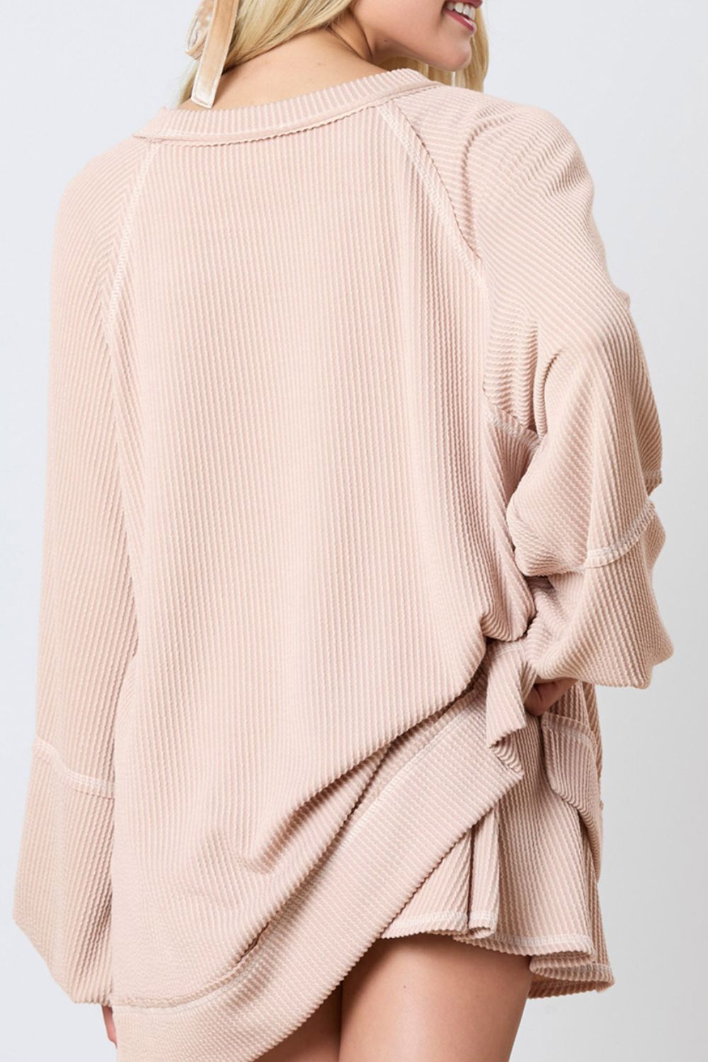 Texture Round Neck Long Sleeve Top and Skirt Set - Trandify Deal