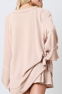 Texture Round Neck Long Sleeve Top and Skirt Set - Trandify Deal