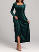 Square Neck Long Sleeve Velvet Dress Trandify Deal
