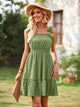 Square Neck Tie Shoulder Mini Dress Trandify deal