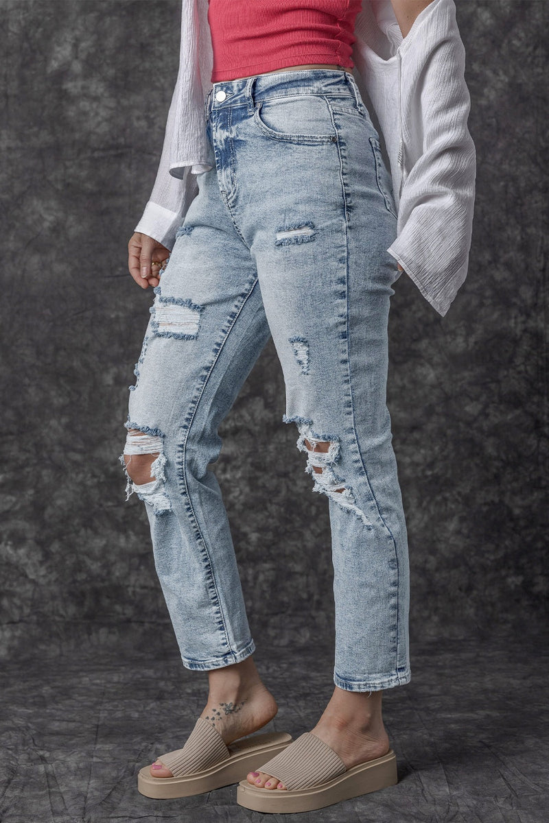 Distressed High Waist Jeans Trandify deal