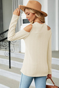 Round Neck Cold Shoulder T-Shirt Trandify deal